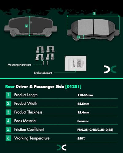 Ceramic Brake Pads Kits,SCITOO 8pcs Brakes Pads Set For Honda Odyssey 11-17 - size: Front D1521 & Rear D1281