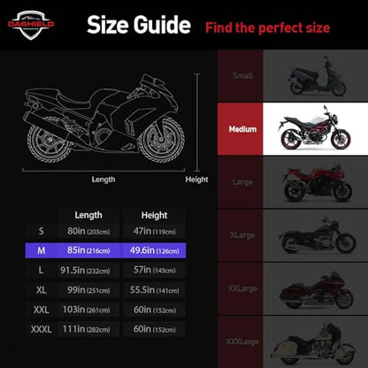 Ultimum Series Motorcycle Cover Waterproof All Weather Protection Universal Heavy Duty Night Reflector with Lock-Holes Compatible with Suzuki Harley Davidson Kawasaki Yamaha Honda Red Medium - size: M