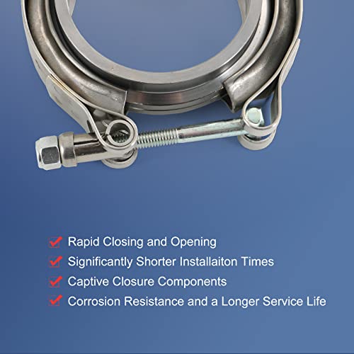 2.5" V-Band Flange & Clamp Kit 2PC Replacement For Turbo Exhaust Downpipes - size: 2.5"