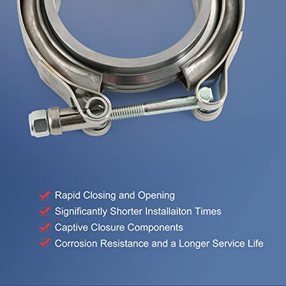 2.5" V-Band Flange & Clamp Kit 2PC Replacement For Turbo Exhaust Downpipes - size: 2.5"