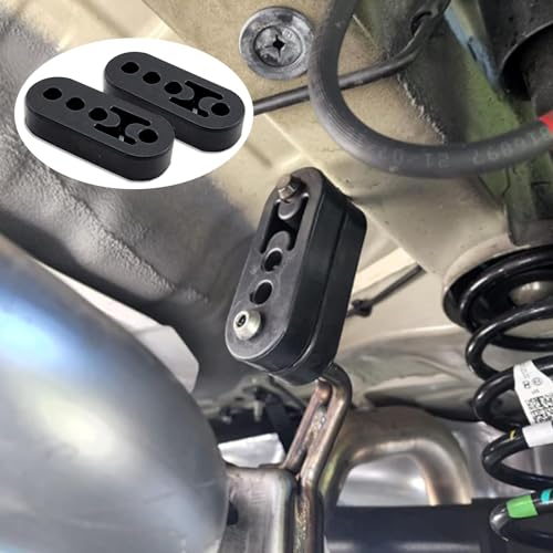 2 PCS 4 Holes Exhaust Rubber Hanger, Adjustable Exhaust Pipe Support Bracket, High-density Muffler Exhaust Hanger, Universal Bushing Muffler Insulator Shock Absorbent Mount Bracket (Black)