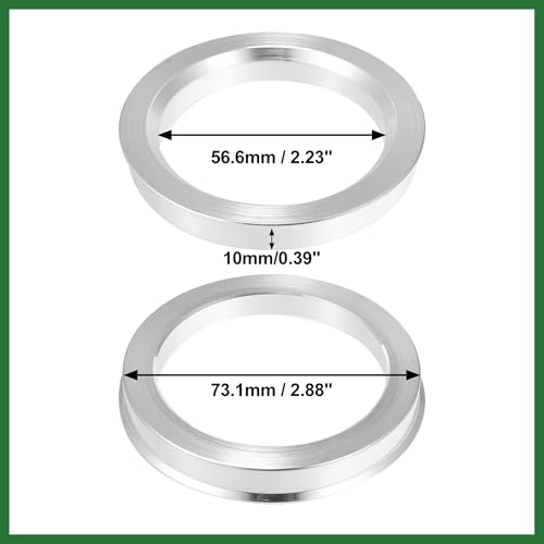 Motoforti 4pcs OD 73.1mm to ID 56.6mm Aluminum Alloy Car Hub Centric Rings Wheel Bore Center Spacer Long-Lasting