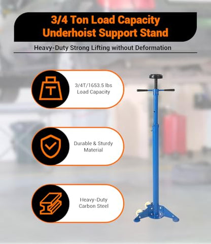 2PACK Underhoist Support Stand, 3/4 Ton Jack Stand, Under Hoist Stand for Vehicle Lifting & Support, 1655Lbs Capacity, Lifting from 38.4 to 75.4Inch, - color: Blue | Triangular Base