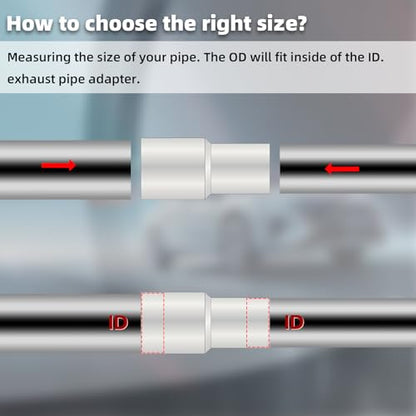 A-KARCK Exhaust Adapter Connector 2.25" ID to 3" ID, Exhaust Pipe Reducer 4" Overall Length 304 Stainless Steel - size: 2.25" ID to 3" ID
