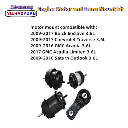 Yllhaoyuan Engine Motor Transmission Mount Kit for Traverse/Acadia 3.6L - size: 2009-2017 Buick Enclave 3.6L