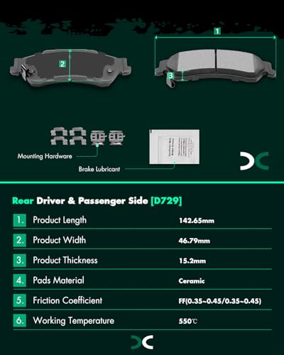 SCITOO D726 D729 Front Rear Ceramic Brake Pads Set For Chevy For S10 98-04 - size: Front D726 + Rear D729