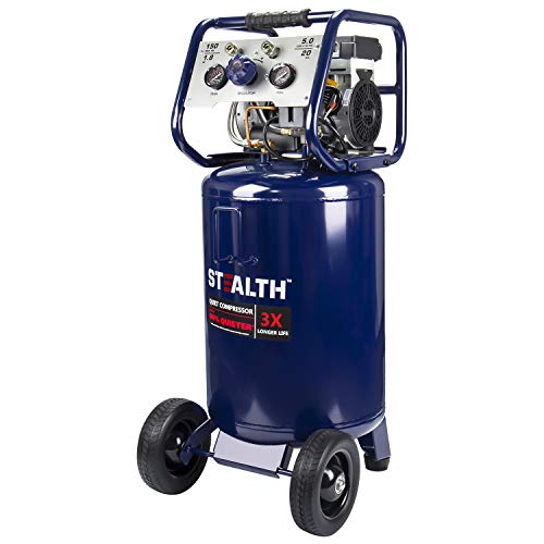 STEALTH 20 Gallon Air Compressor, Ultra Quiet, Oil-Free and Long Life Cycle,1.8 Hp Large Air Compressor with Rubber Wheels (Blue, SAQ-12018) - style: Electronic