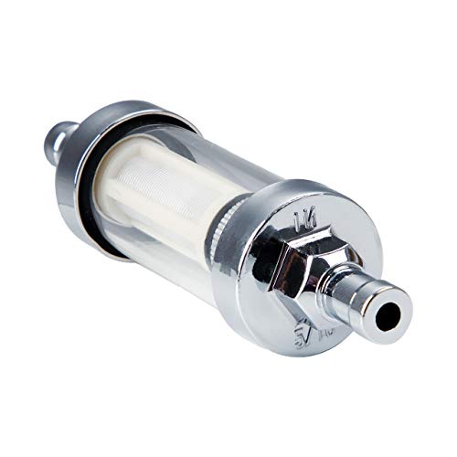 5/16 inch 9747 Inline Fuel Filter With Clear View Glass And Chrome (5) - size: 5 Pack