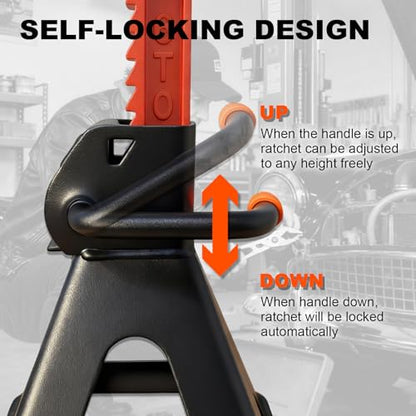 6 Ton (13,200 LBs) Jack Stands with Crossbars,Double Pin Locking,Rubber Cover,Large Foot Base,15"-22" Adjustable Height,Heavy Duty Car Jack Stands,Lifting Bus,RV,SUV,MPV,Pickup Truck,2 Pack - color: orange-upgraded, size: 6ton Load Capacity