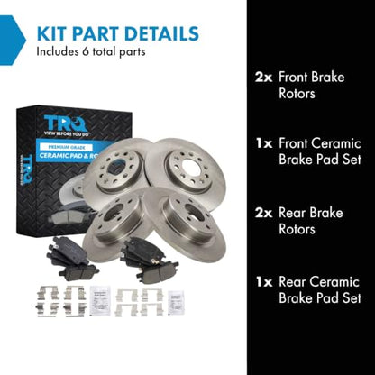 TRQ Front & Rear Posi Ceramic Disc Brake Pads & Rotors Kit - style: BKA14603