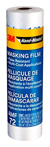 3M Hand Masker Advanced Masking Film, 72 in x 90 ft, Static Cling Keeps Film in Place, Prevents Liquids From Bleeding Through, Flake Resistant, For Indoors & Outdoors Use, 1 Roll (AMF72)