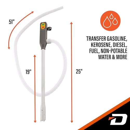 Deway Stick Fuel Pump, Basic Hands-Free, 51in Clear Hose, 4-AA, 3.2 GPM - style: Basic No Auto-Stop