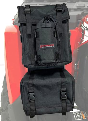 Bushwhacker ATV Fender Bag Black – Cargo Storage Pack for Front and Rear Fender Beside Tank Rack – Durable Waterproof Resistant UTV Accessories for Roll Cage and Bar Gear Organizer
