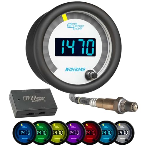 GlowShift White 7 Color Digital Wideband Air Fuel Gauge Kit, 2-1/16" 52mm