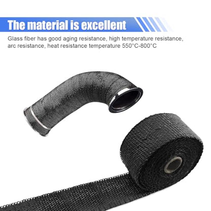 BDZMC 2" x 16 Ft Motorcycle Exhaust Heat Wrap Roll (Black) - color: Black