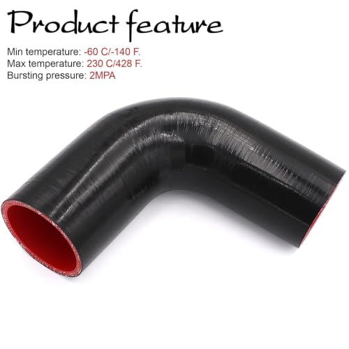 90 Degree Elbow 2.5 inch Silicone Coupler Intercooler Hose 4-Ply - size: ID 2.5"