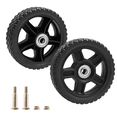 6 Inch Lawn Mower Wheels kits with Bolts & Nuts - Set of 2 Push Mower Plastic Wheels Fits Craftsman Mower Generator Garden Tiller Most Standard Lawn Mowers (6×1.75'') - size: 6 inch