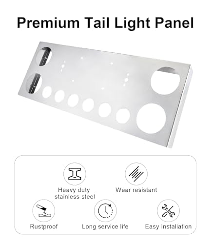 Tail Light Panel Stainless Steel Chrome Finish with Four 4.49" and Six 2.76" Round Light Cutouts(10 Holes), Rear Center Light Panel with a Backing Panel for Semi Truck Trailers - style: 4x4.49" & 6x2.76" Round Holes
