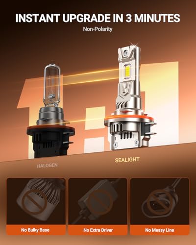 SEALIGHT H11B LED Bulbs, 60000LM H11B LED Fog Light Bulbs,1000% Ultra-Bright H8B H9B LED Fog Light Replacement, 80,000H Lifespan, 1:1 Mini Design Non-Polarized, Pack of 2 - color: White, size: H11B