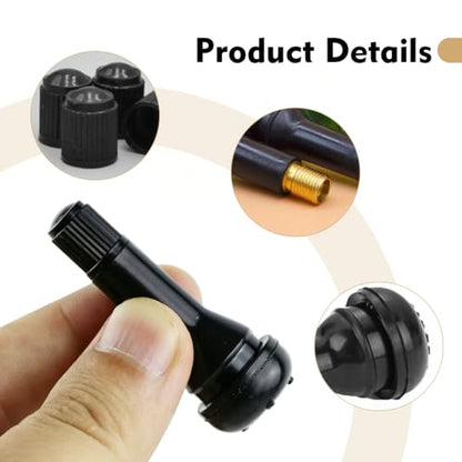 20PCS TR413 Tire Valve Stems, Rubber Snap-in Valve Stem, Tubeless Valve Stem Replacement for Standard 0.453" Rim Hole, Universal for Cars, Auto, SUV, ATV, Lawn Mower, Truck