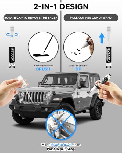 PS2/WS2 Bright Silver Metallic Touch Up Paint Compatible with JeepExact Match 2 in 1 Touch up Paint for Chips and Nicks Repair - color: Bright Silver Metallic(PS2/WS2) Compatible with Cherokee/Commander/Compass/Grand-Cherokee/Liberty/Patriot
