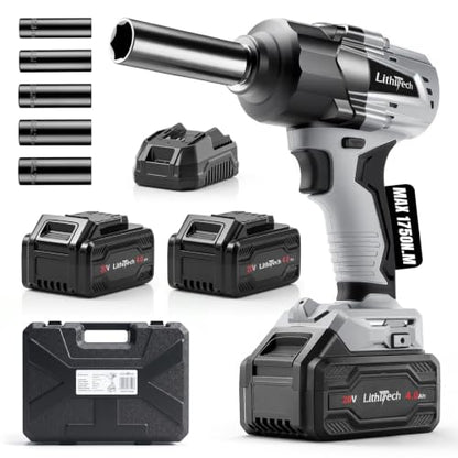 Cordless Impact Wrench, 1750N.m (1290Ft-lbs) 1/2" Impact Gun
