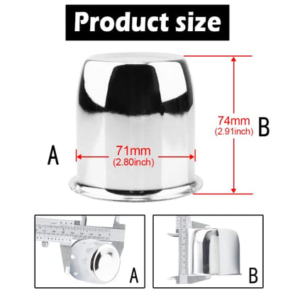2Pcs 2.8" OD 2.91" H Push Through Trailer Wheel Center Cap for Rim - color: Chrome, size: 2.8" OD 2.91" H
