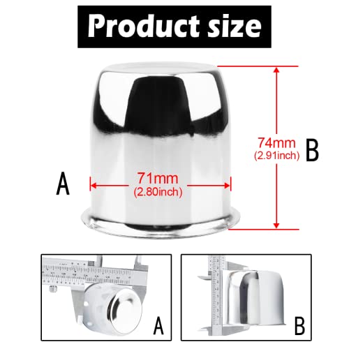 4Pcs 2.8" OD 2.91" H Push Through Trailer Wheel Center Cap for Rim - color: Chrome, size: 2.8" Hub 2.91" H