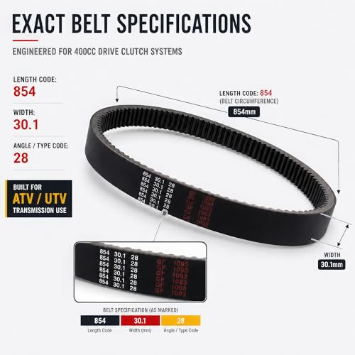 25300-003-0000 Drive Belt Transmission Belt for Hisun HS400 Tactic Forge 400 Massimo MSU Bennche Bighorn Coleman Outfitter UTV ATV 400cc Drive Clutch 854 30.1 28