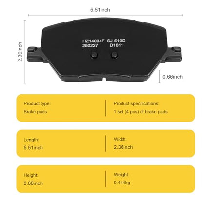 D1811 Front Ceramic Brake Pads Kit Fit For Jeep Renegade 2015-2021, For Jeep Compass 2017-2022, For Fiat 500X 2016-2021 - style: HZ1811