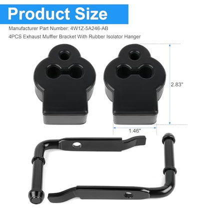 4PCS Exhaust Muffler Rubber Isolator Hanger with Support Bracket Kit