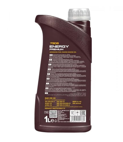 MANNOL 7908 Energy Premium 5W-30 Motor Oil, Car Oil Acea C3, 1L