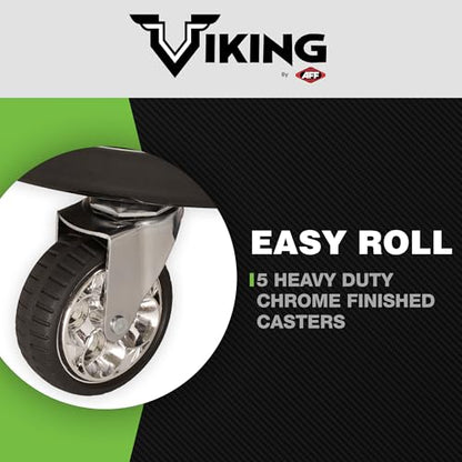 AFF Viking Rolling Shop Stool - Garage Stool on Wheels for Mechanics - Ergonomic Padded Seat - Tool Organizer Tray - 300 lbs Capacity (Multiple Styles) - style: Tractor Style Roller Seat
