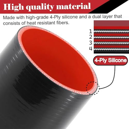 Silicone Straight Hose 3 1/2 inch(89mm) Coupler, Rubber 4-ply Reinforced 3 inch Length Pipe 3.5×3 Air Intake Exhaust Hose Turbo Intercooler Coolant Radiator Tubing with Stainless Steel T-Bolt Clamps - size: 3.5 Inch
