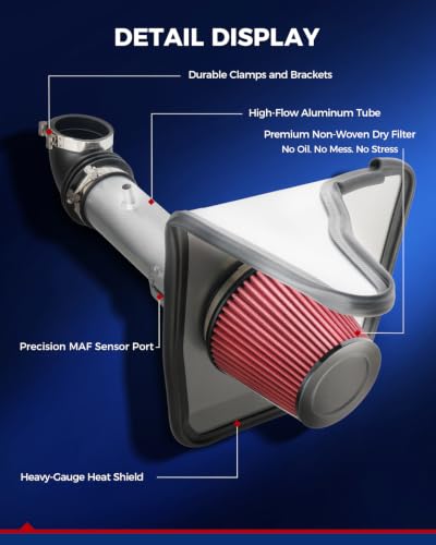 KAX 3" Cold Air Intake Kit Fit for 2012-2015 Chevrolet Camaro 3.6L - color: Red, size: 2012-2015 Chevrolet Camaro 3.6L