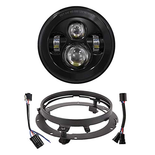 XPCTD 7 Inch LED Headlight With Mounting Bracket For Touring Street Glide Road King Ultra Classic Electra Glide Fat Boy Tri Cvo Heritage Softail Slim - color: Black A