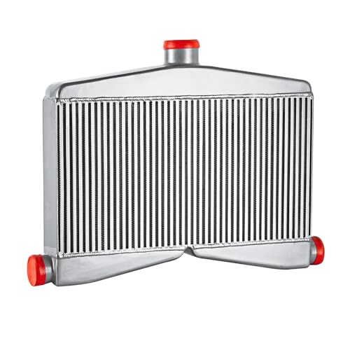 24"x13"x3.5" Twin Turbo Intercooler Dual 2.5 Inlet 3" Center Outlet 2-In-1-Out, Aluminium Intercooler