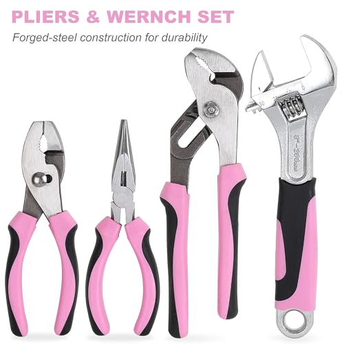 FASTPRO 225-Piece Pink Tool Set, Home Tool Kit with Tool Box