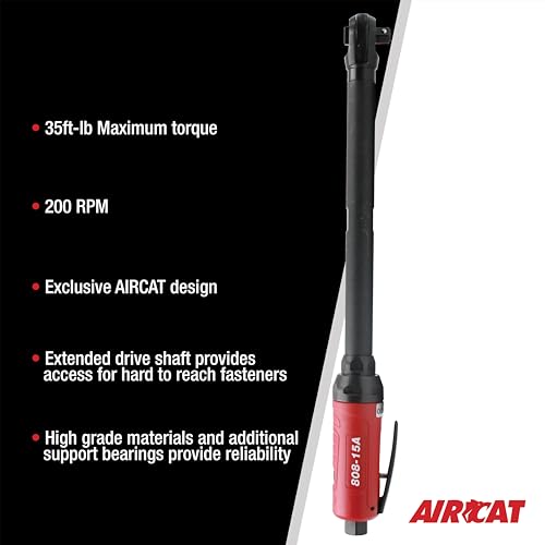 AIRCAT 808-15-A 3/8" Long Reach Ratchet, 35 ft-lb Max Torque, 200 RPM - size: 3/8-Inch (Pack of 1)