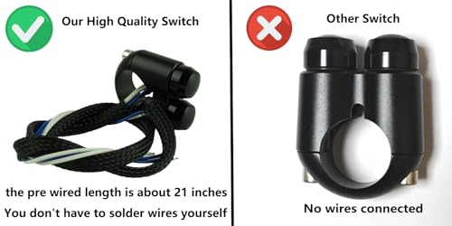 2 Buttons Aluminum Motorcycle Handlebar Switch Turn Signal Horn Headlight Starter Power Control for 7/8 inch bar Bobber Cafe Racer Chopper (Black, Fit 7/8 inch Handlebar) - size: Fit 7/8 inch Handlebar