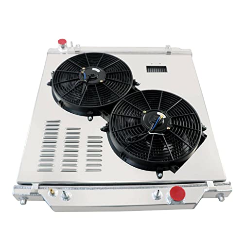 Radiator for 2003-2007 Ford Excursion F250 F350 F450 Super Duty Pickup Truck 6.0L Powerstroke V8 Diesel, 3 Row Full Aluminium Radiator + 2 x 14 Inch Fans + Shroud + Relay Kit - size: 3-Row Radiator Fan Relay Kit