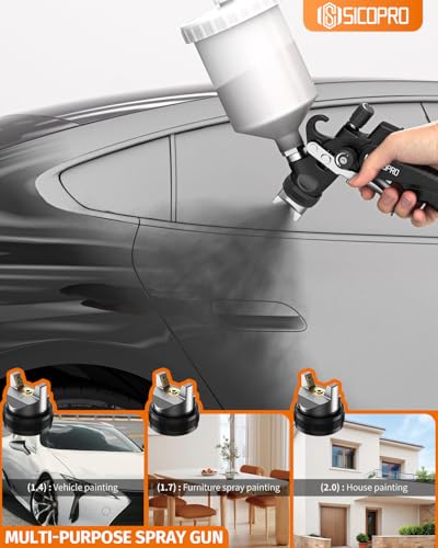 HVLP Spray Gun, Automotive Paint Gun, Spray Gun for Painting - color: Black