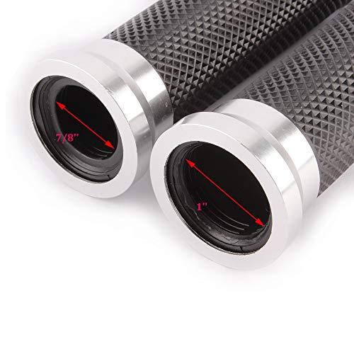 Motorcycle 7/8" CNC Hand Grips Aluminum Rubber Gel Handlebar for Sport Bike(Red) - color: Silver