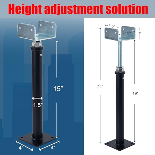 2 Pack U-Shaped Floor Jack - Adjustable Steel Beam Support for 4x2, 4x4, 4x6 Joists Heavy Duty Screw Jack with U-Head Telepost & House Jack.15-19 Inch Adjustment Range. - size: 15-19
