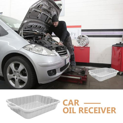 CALLARON 23.5" Car Oil Drain Pan - Heavy Leakproof Oil Collector Pan - color: White