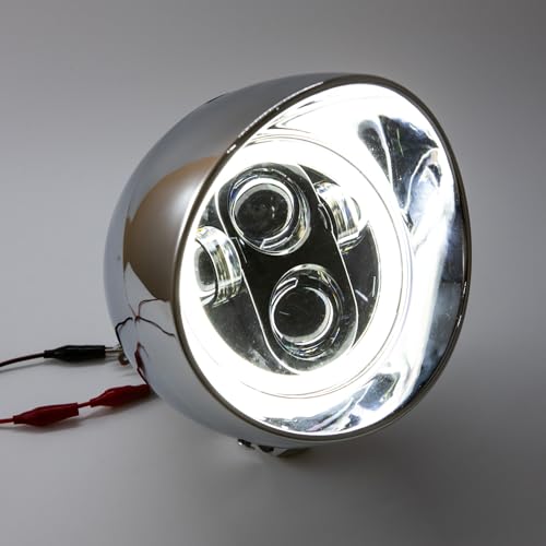 Motorcycle Headlight 5" Refit Vintage Head Lamp For Chopper Bobber Cruises Softail 883 Steed VLX 400 600 Magna 250 750 (Silver Shell)