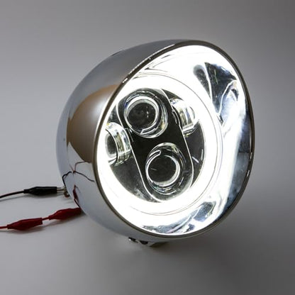 Motorcycle Headlight 5" Refit Vintage Head Lamp For Chopper Bobber Cruises Softail 883 Steed VLX 400 600 Magna 250 750 (Silver Shell)