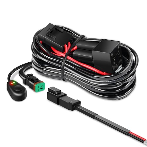 Nilight 10018W 14AWG DT Connector Wiring Harness Kit Bar 12V On Off Switch Power Relay Blade Fuse for Off Road LED Work Light-ONE Lead - size: 14AWG Wiring Harness-1 Lead