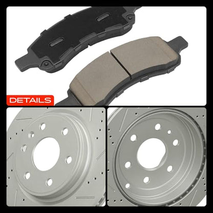 A-Premium Front and Rear Drilled Slotted Brake Rotors and Ceramic Pads Kit