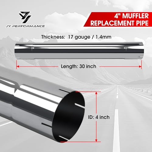 4" Muffler Replacement Pipe, 4 Inch Exhaust Pipe, 30" Length - size: 4''